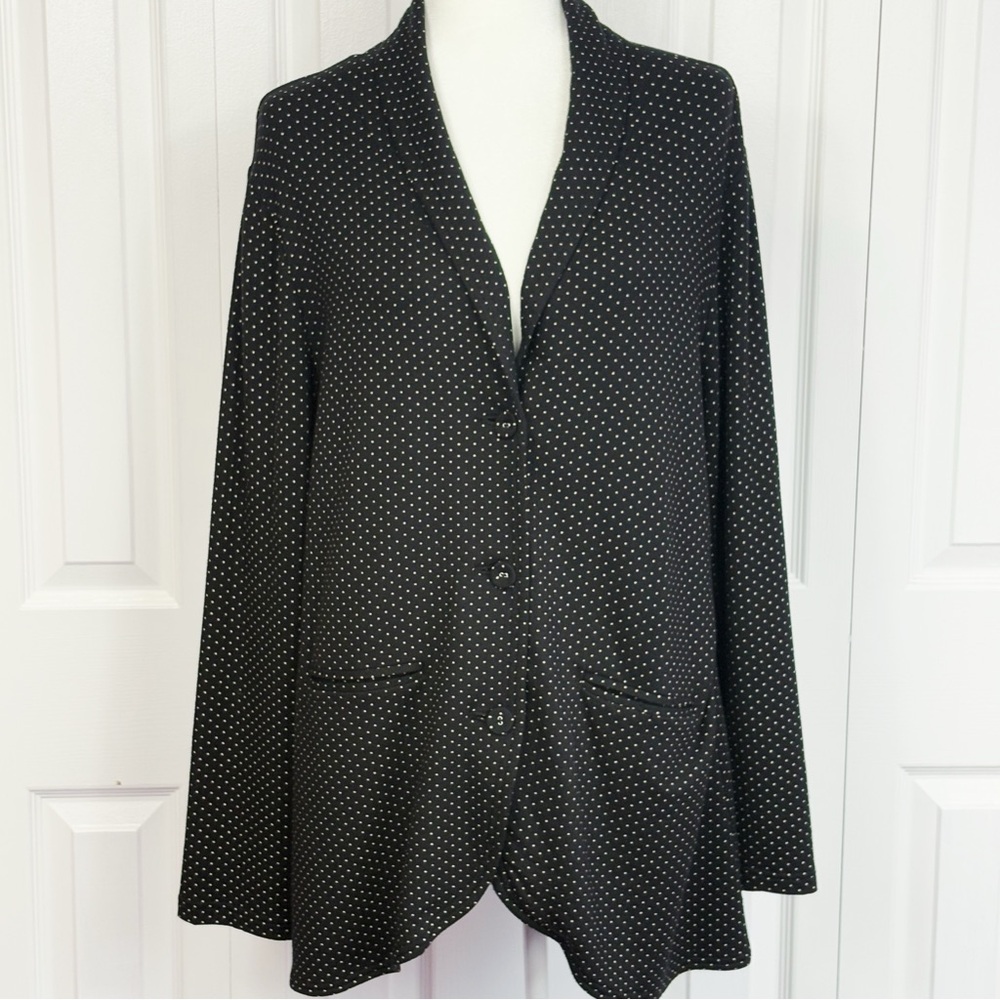 Soma Black Polka Dot Luxuriously Soft Modal Button Up Cardigan Jacket XL